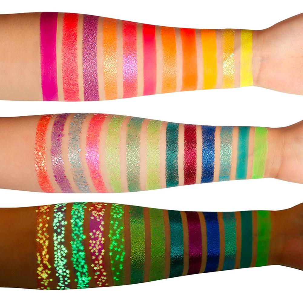 24 Color Glow In The Dark Glitter Eyeshadow Palette Neon Eye Shadow Luminous Eye Shadow Palette