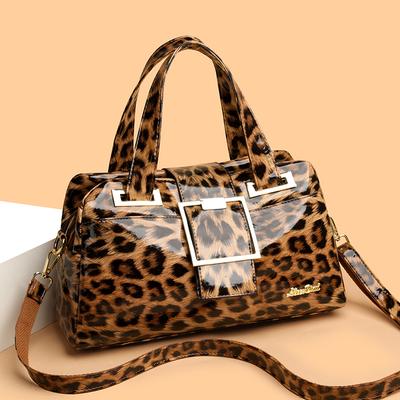 Leopard Print Women's Bag Crossbody Bag Middle-Aged Mother Bag Pu Shoulder Bag Handbag