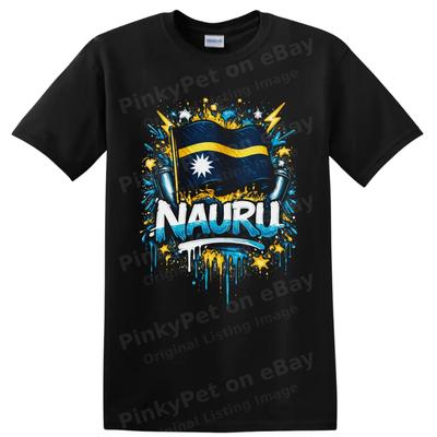 Nauru Flag T Shirt Blue Yellow Star Splash Art Patriotic Island Pride Tee Gift