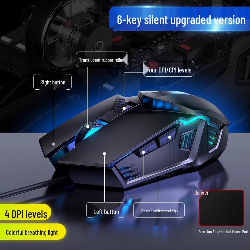 

Youshi Wired USB Silent Gaming Mouse