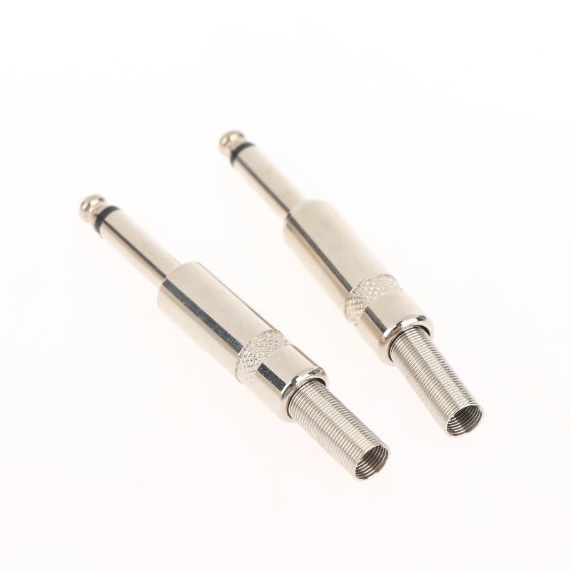 2Pcs 6.35Mm 2Pole Mono Amplifier Plug 6.35 Stereo Metal Microphone Jack Plug-In Audio Connector For Ktv