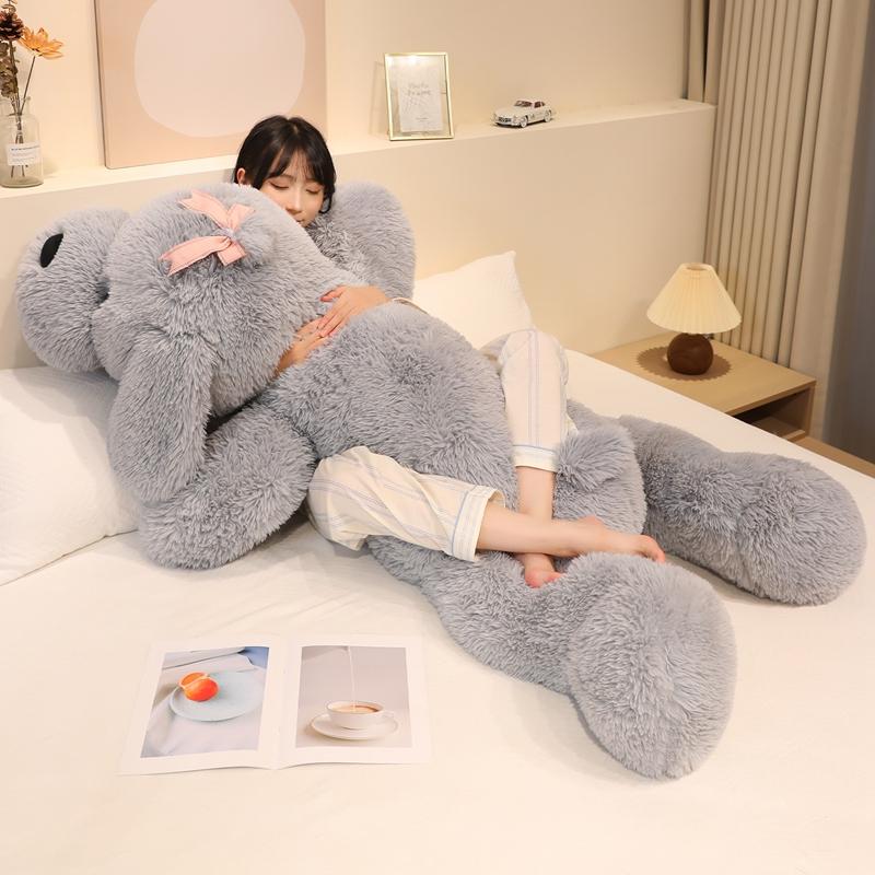 Jumbo Magnitude Lying Prone Puppy Fluffy Playthings Comfortable Soft Animated Bow Tie Doggy Plaything Warm Snuggly Critter Hurl Cushion Sleepy Buddy