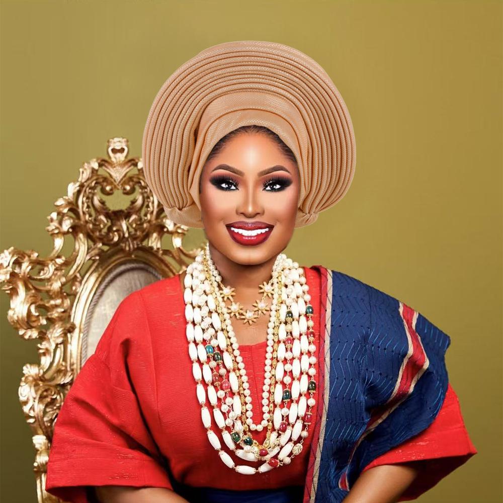 Nigeria Kopfbedeckungen Hochzeitsfeier Kopfschmuck Elegante Afrikanische Kopfbedeckung Turban Bereits Fertig Damen Auto Gele Damen Kopfwickel