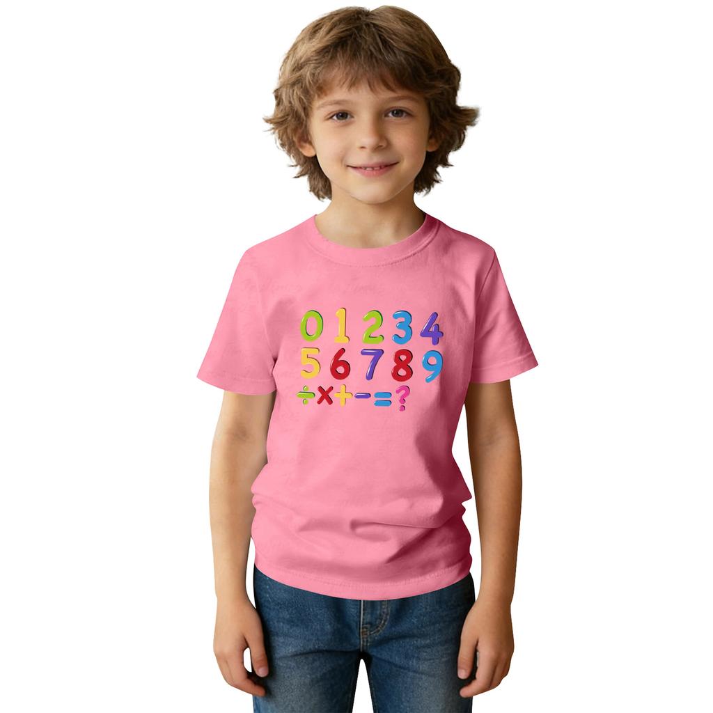 Fashionable Round Neck Short Sleeve Work Clothes Printed Tops For KID Summer Tops