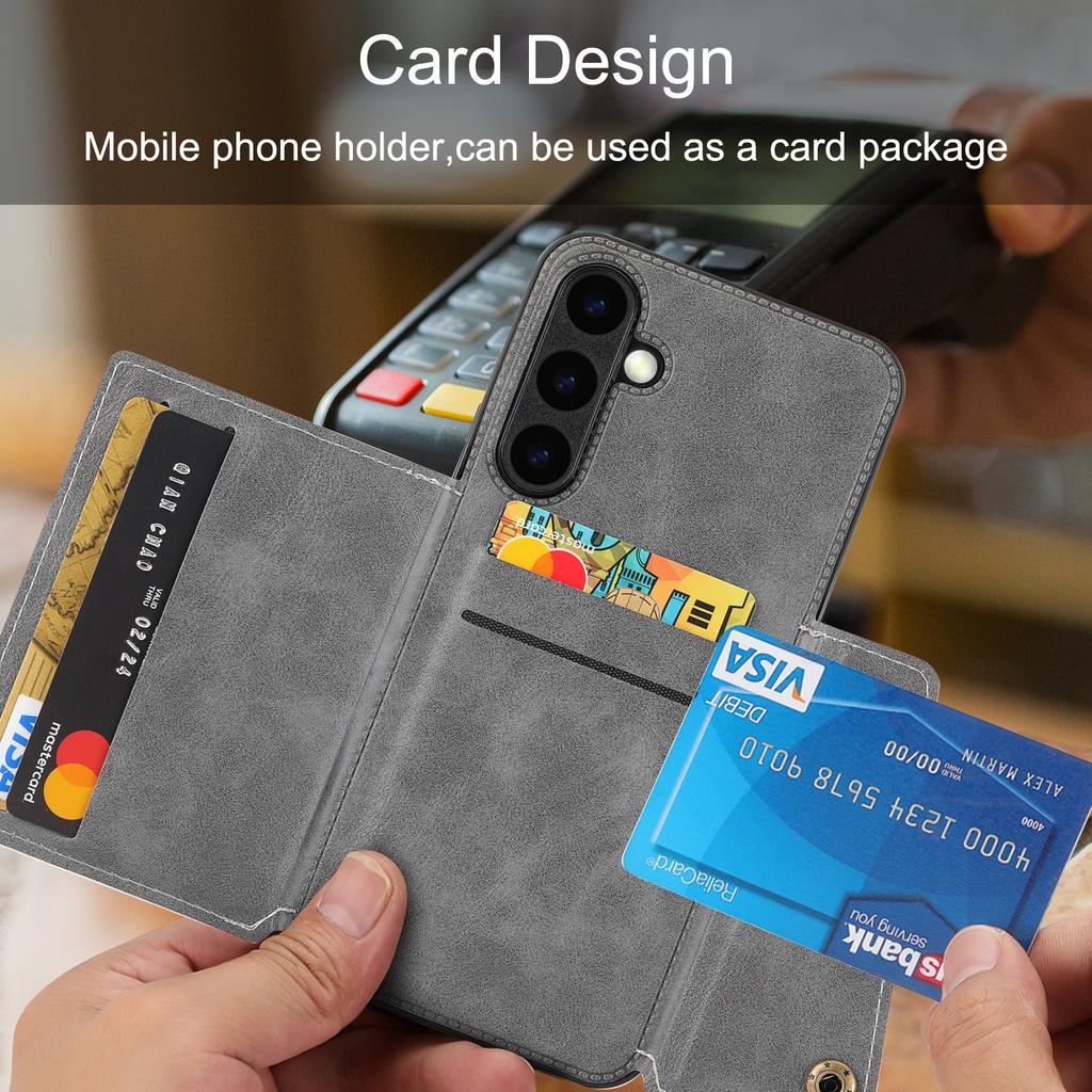Applicable to Samsung S24 FE mobile phone case A56 double buckle card car magnetic bracket anti-drop protective cover A06