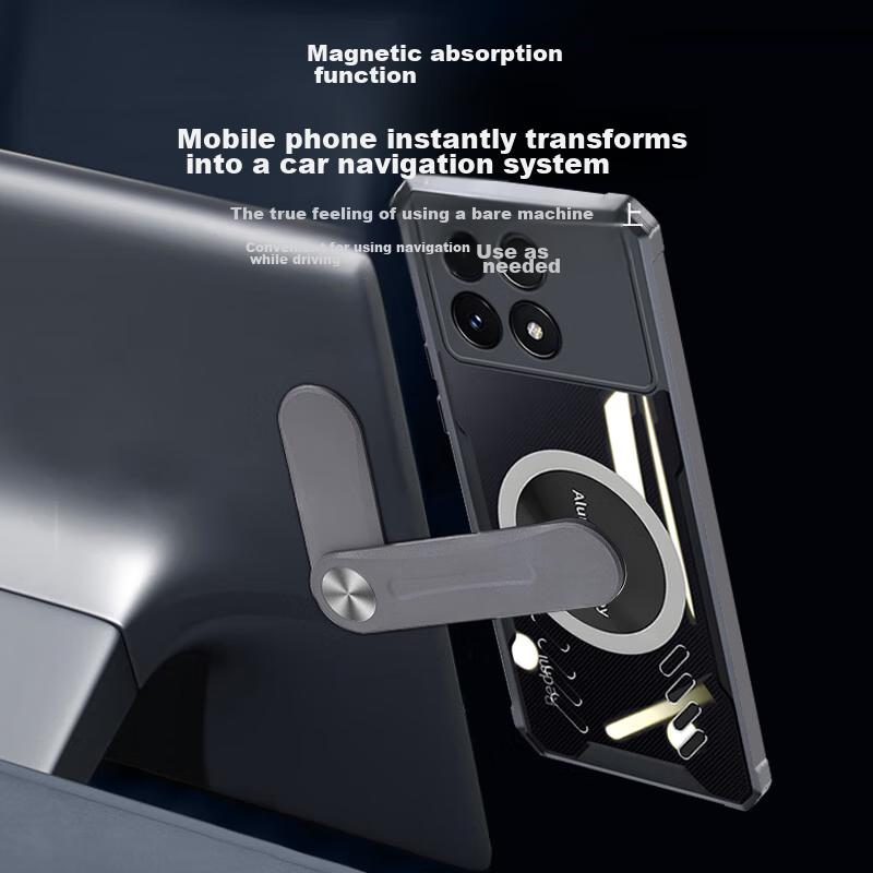 Heat Dissipation Phone Case for Xiaomi Redmi K70/K70Pro, Full Lens Protection, Shockproof, Corners, Transparent, Metal Magnetic Cooling Fans, Black
