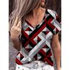Women's Summer New V-neck Geometric 3d Printed Large Short Sleeved T-shirt