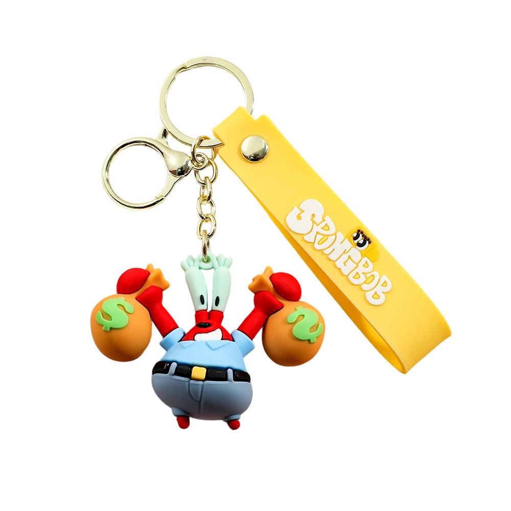 SpongeBob SquarePants Character Keychain Set - SpongeBob, Patrick, Squidward PVC Figures & Metal Rings, Bag Charm Christmas Gift