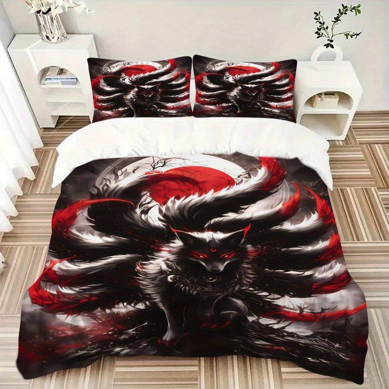 

3pcs Wolf Moon Bedding Set Soft Polyester Down Comforter Cover and Pillowcases,Home Decoration All Seasons(No Insert) S0819099 135x200cm