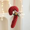 Red White Christmas Candy Cane Pendan Bell Bow Cartoon Hanging Lollipop Ornament Cloth Decortative Candy Ornament