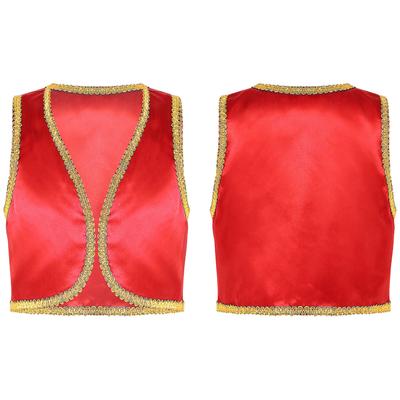 Pojkar Arabisk prins kostym Öppen framsida Gyllene ärmlös väst Halloween Cosplay Fancy Dress Up