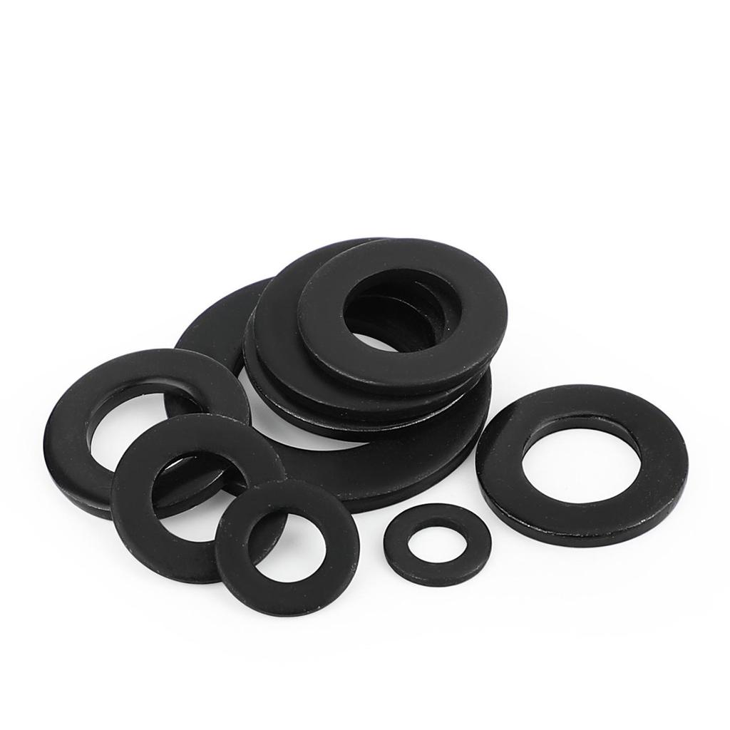 Ultra-Thin Black Zinc-Plated Stainless Steel Flat Washer (M2-M20)