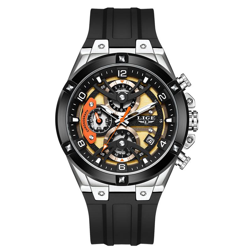 

LIGE Мужские часы модные мягкие силиконовые ремешки водонепроницаемые календарные деловые спортивные мужские кварцевые часы серебряный/чёрный