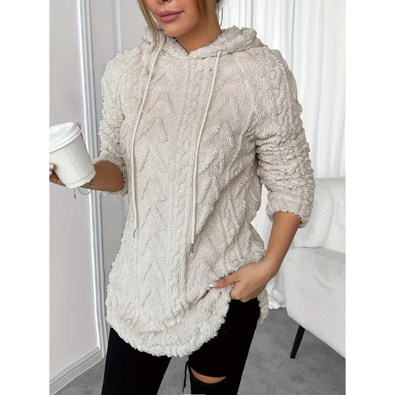 Damen S Einfarbige Kapuzenpullover mit langen Ärmeln, schmal geschnitten, mit Kordelzug