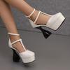 Sexy Women Platform Sandals Strange Style Heels Summer Nightclub Pumps 12cm High Heeled Sandals Ankle Strap Women Shoes WSH5047