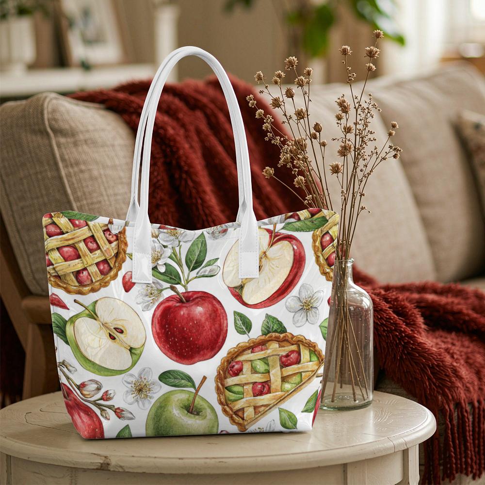 Apple Pie Pattern Tote Bag Casual Handbag for Daily Use