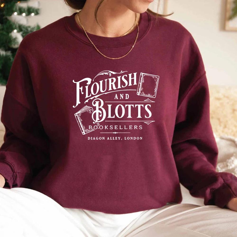 Mikina Crewneck Wizard Book Shop Mikina s kapucí pro knihomola Mikiny Flourish and Blotts Svetr pro kouzelnickou školu Knižní pulovry Top