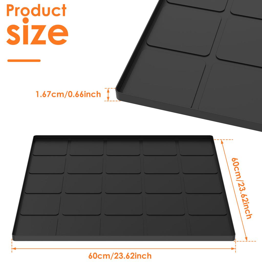 Mini Fridge Silicone Mat 60x60cm Under Washing Machine Mat Non-slip Mini Drip Pan with Raised Edges Anti Scratch Floor Protector