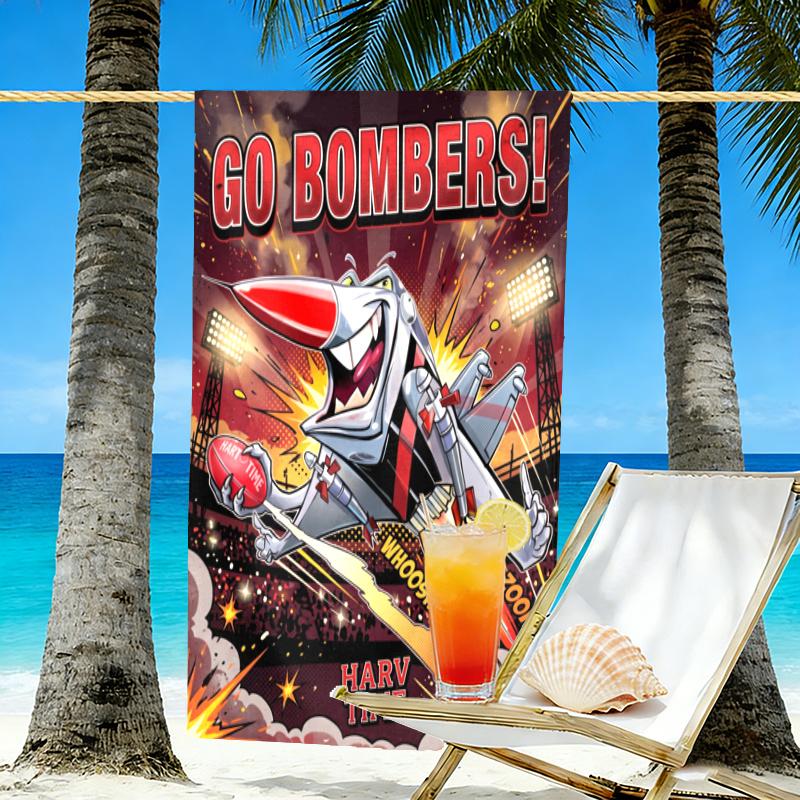 Essendon Football Print Beach Towel Design, Soft, Lightweight. for Home Bathroom, Spa, Pool, Yoga, Surfing, Camping, Gift for Family, Friend