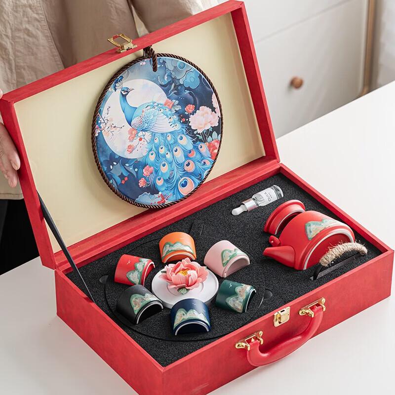 Hongyu Oriental Hand-Painted Stainless Steel Tea Set
