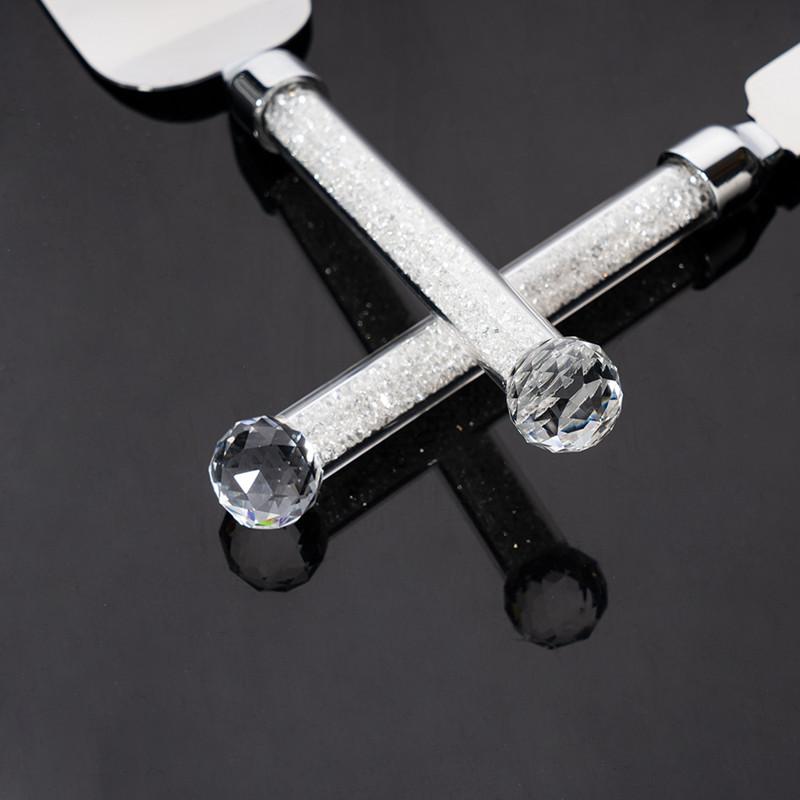 2Pcs 13.7" Wedding Cake Knife And Shovel Set Acrylic Glasses Crystalline Handle Cake Pizza Server Pie Cutter Birthday Party Tool