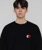 GRAVER [Unisex] Flower Heart Half Smile Embroidered Sweatshirt_Black