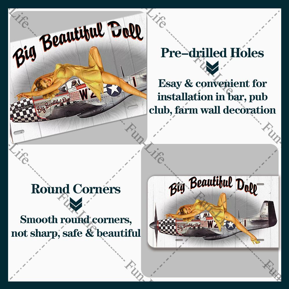 Beauty Vintage Metal Poster Airplane Retro Tinplate Compact Car Tin Signs Board Home Pub Bar Cafe Garage Wall Decor 15x30 cm