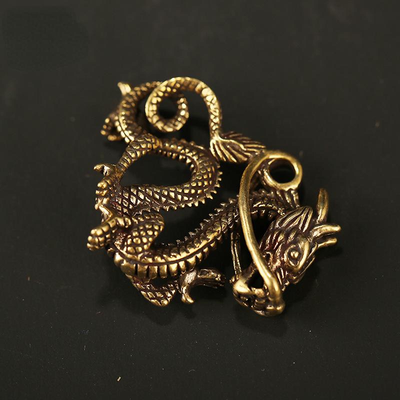 Pure Copper Majestic Lion King Miniatures Figurines Desk Decorations Vintage Brass Mini Dragon Animal Statue Home Decor Ornament