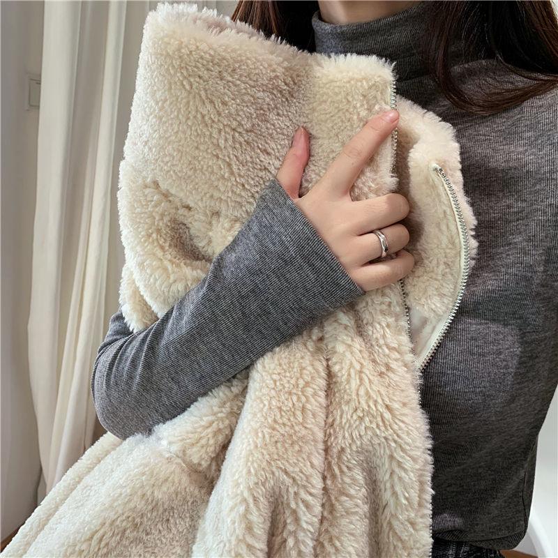 Women's Fleece-Lined Slim-Fit Long Sleeve Base Layer Top - Warm, Half-High Neck, Solid Color, Versatile, Autumn/Winter Style.