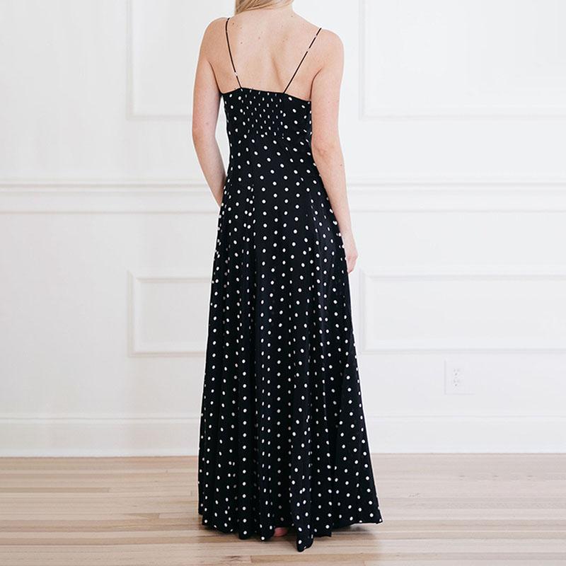 V-Ausschnitt Point Strap Kleid Ärmellos Rückenfrei Langer Rock Sexy Elegantes Strand Langes Kleid Side Fork Design Damen Strapskleider Neue Mode Sommer