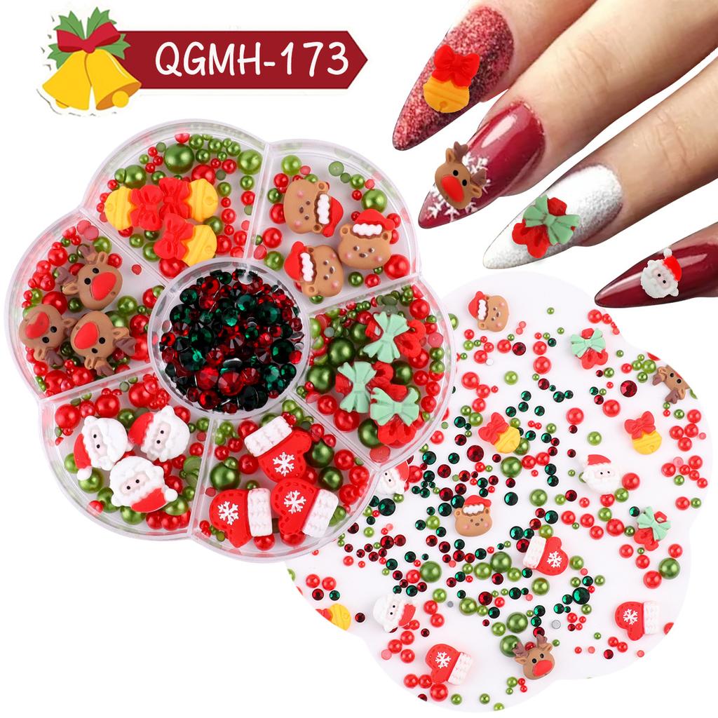 Nail Art Christmas Bells Snowflake Elk Snowman Nail Art Ornaments Halloween Kid Funny Ghost Pumpkin Nail Accessories