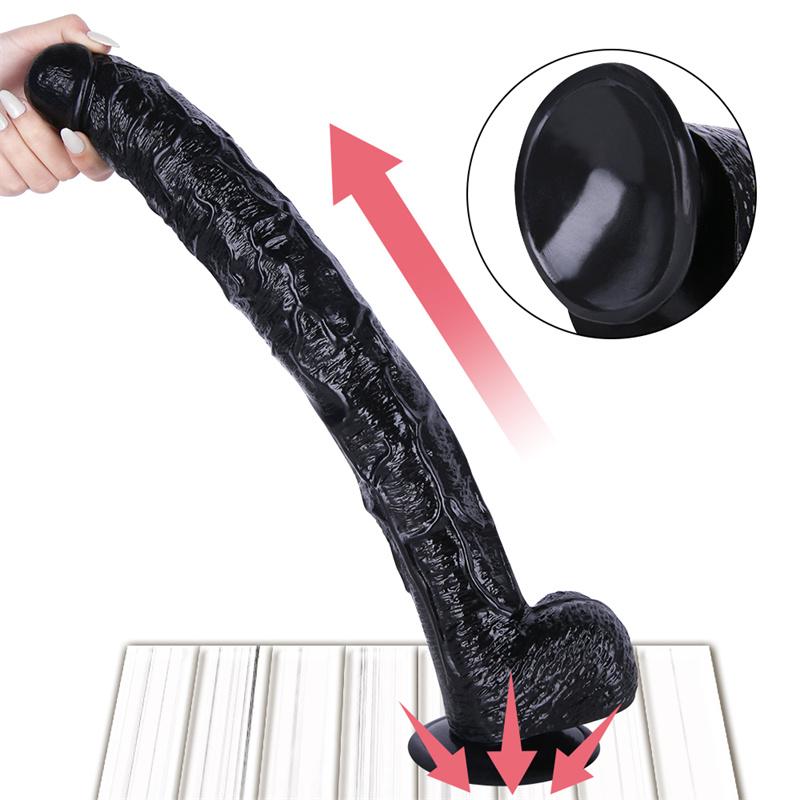 Black 3 Ring 35cm Super Long Big Mac Bigger Long Thick Simulation Penis Big Penis Adult Products