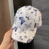 New Summer Printed Butterfly Baseball Cap for Women Elegant Sunshade Breathable and Fashionable Outdoor Furry Duck Tongue Sun Hat