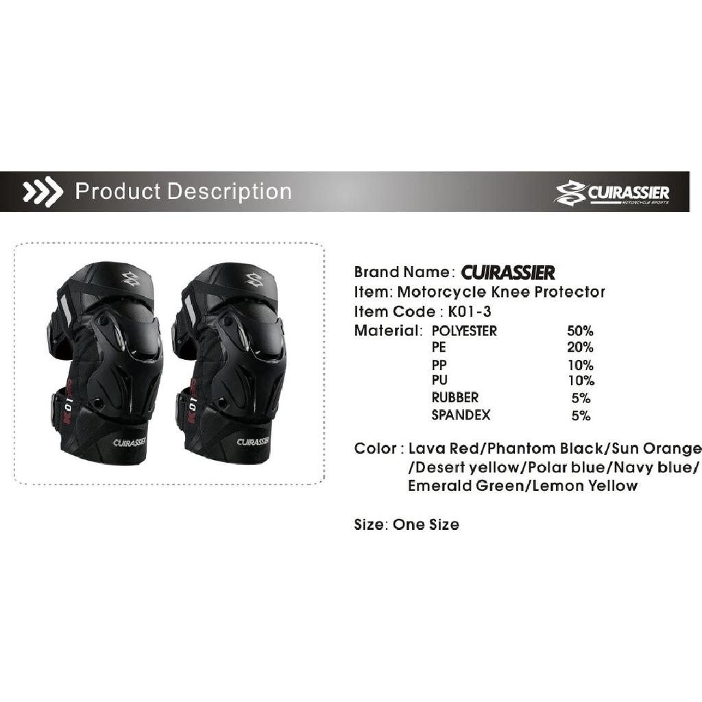 CUIRASSIER Protective Motorbike Kneepads Motorcycle Knee Pads MX Protector Adjustable Racing Guards Protection Night Reflective