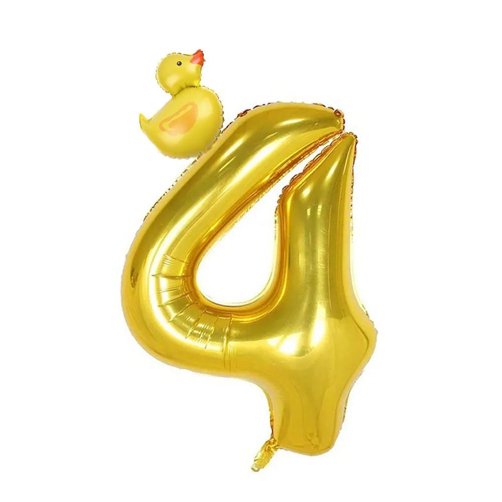 2Pcs Mini Duck Shape Foil Balloons Set Golden 40inch Number Balloon 0-9 Kids Birthday Party Deco Baby Shower Air Globos Gifts