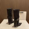 Women's Fashion Stiletto Cotton Boots Winter New Pointed Head Sleeve Belt Buckle Anti-slip Wear-resistant Boots