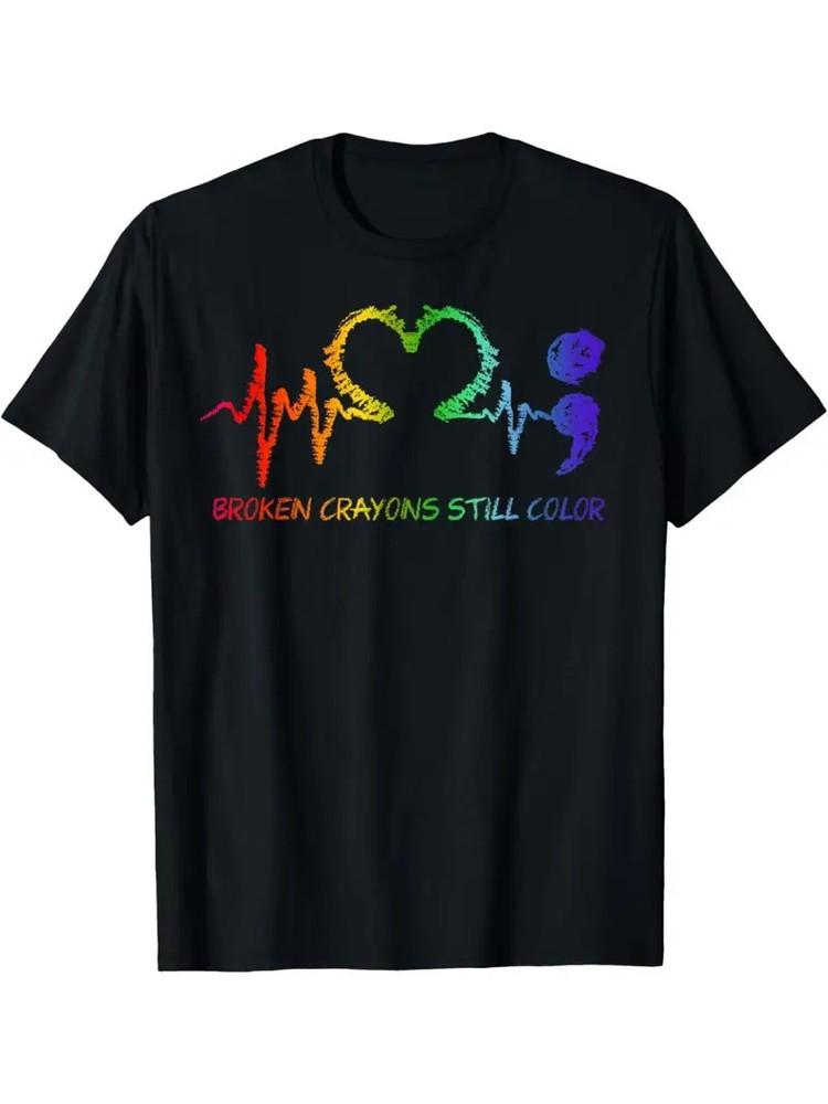 

Men s Mental Health Awareness Cotton T-Shirt - Vintage-Inspired Broken Crayon Se 2XL