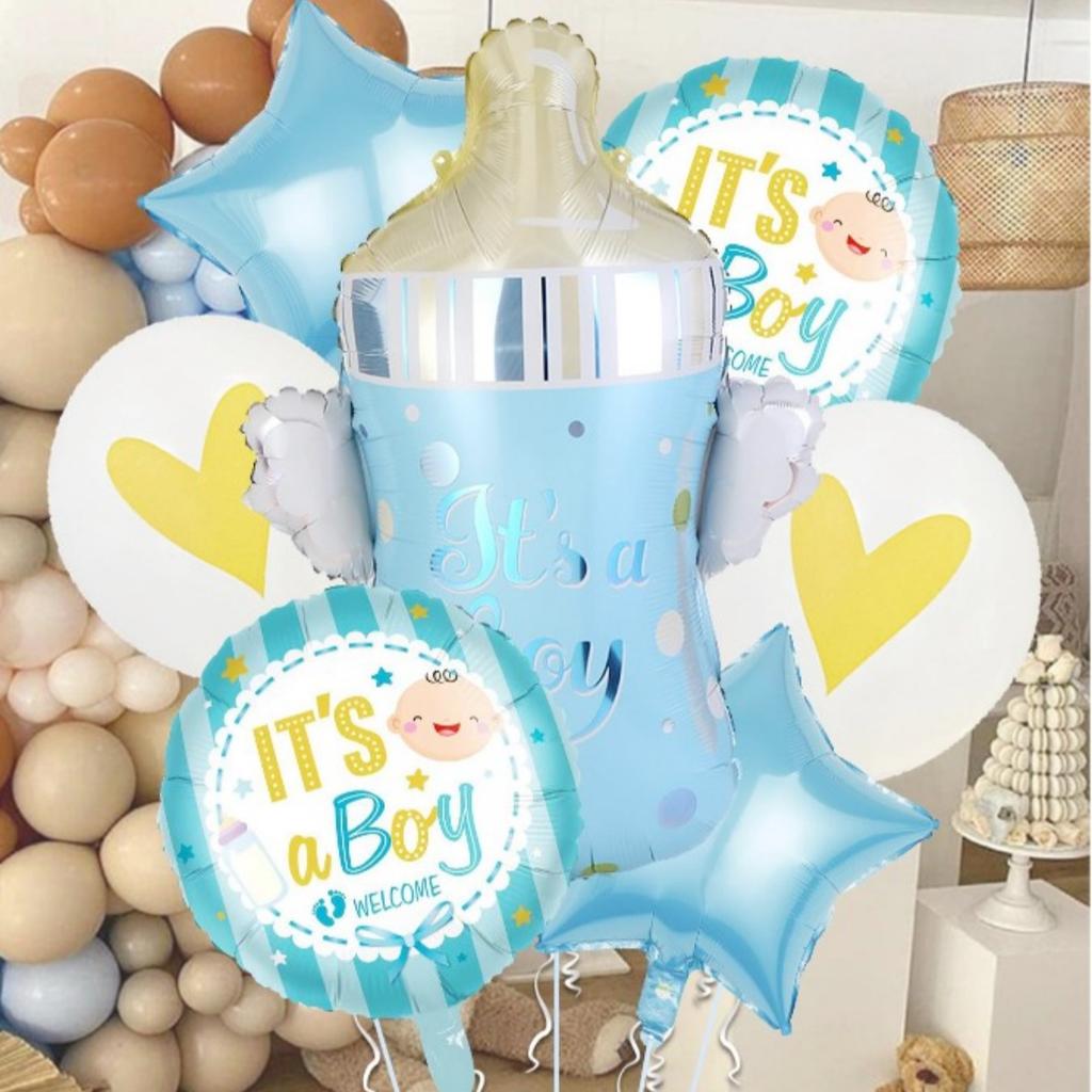 8pcs/set Mini Boy Girl Baby Bottle Aluminum Film Balloon 100 Days Baby Shower Ballons Birthday Gender Reveal Party Decoration