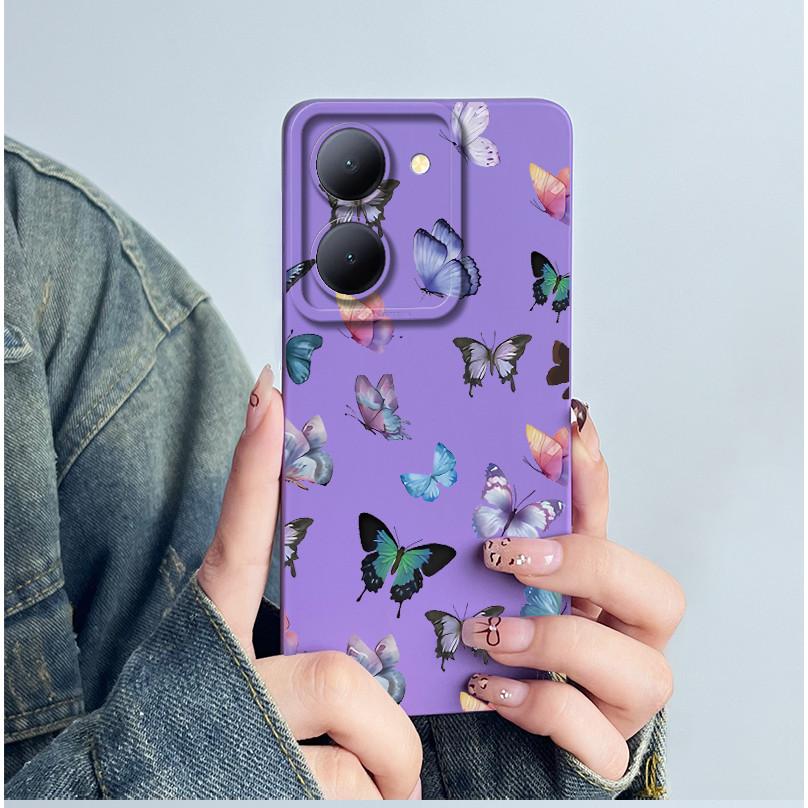 For Vivo Y36 5G Phone Case V2248 Funda Soft Silicone Cute Panda Flower Boys Girls Shell Cartoon Back Cover Protective Casing