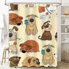 Colorful Cartoon Dog Print Shower Curtain for Bathroom Decor Home Decoration Waterproof Washable Yellow Background