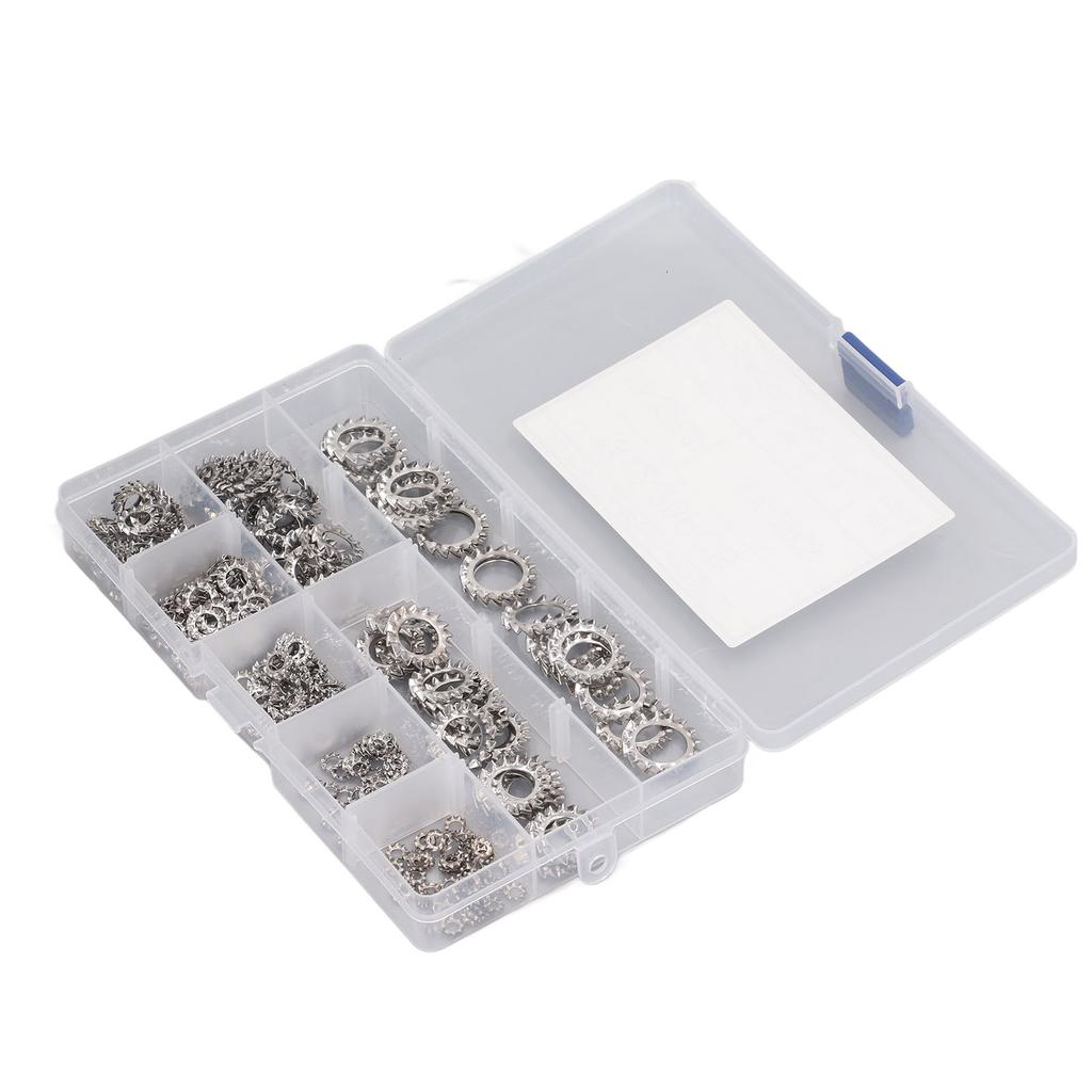 300 Piezas Arandela Dentada Externa Surtido de Arandelas de Acero Inoxidable M2.5‑M12 8 Tipos Fijador