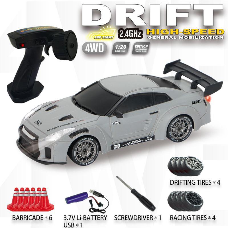Remote Control , 1:24 Scale RC Drift , 2.4Ghz 4WD RC Toy with Lights, Tires, and Barricade Tool, Perfect Gift for Boys and Girls