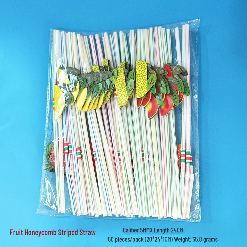 50 Fluorescent Umbrella Straws for Hawaiian-Themed Party Decoration and Craft