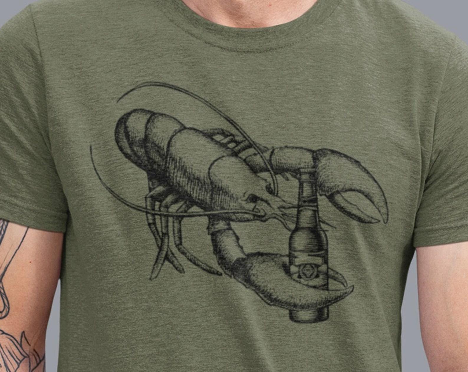 Lobster Beer T-Shirt, Beer Lover Gift, Funny Drinking Craft Beer Shirt, Animal Graphic tee, Beer Shirts, Maine Shirt, Boyfriend Husband Gift S