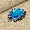 Blue Topaz Gemstone 925 Sterling Silver Jewelry Handmade Pretty Design Pendant For Gifts