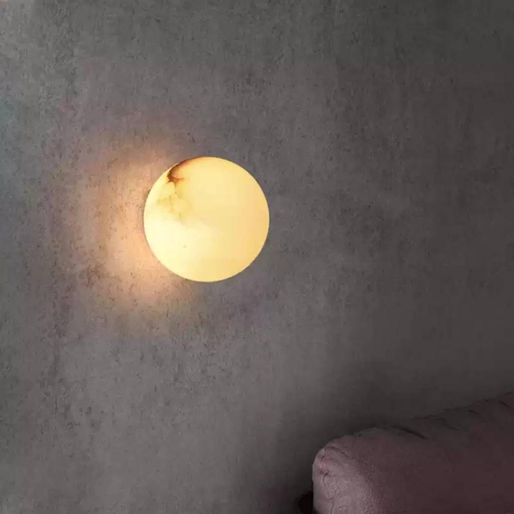 Marble Wall Sconce Modern Marble Ball Sconce Minimalist Globe Wall Lamp for Bedside, Bedroom