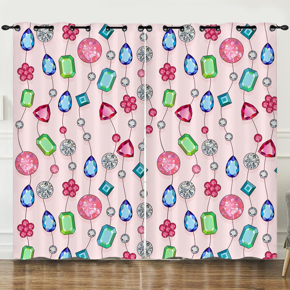 

Занавеска Свежий Ветер Алмазный Элемент 3D Цифровая Печать Затемняющая Занавеска Люверсы 97cm*114cm*2