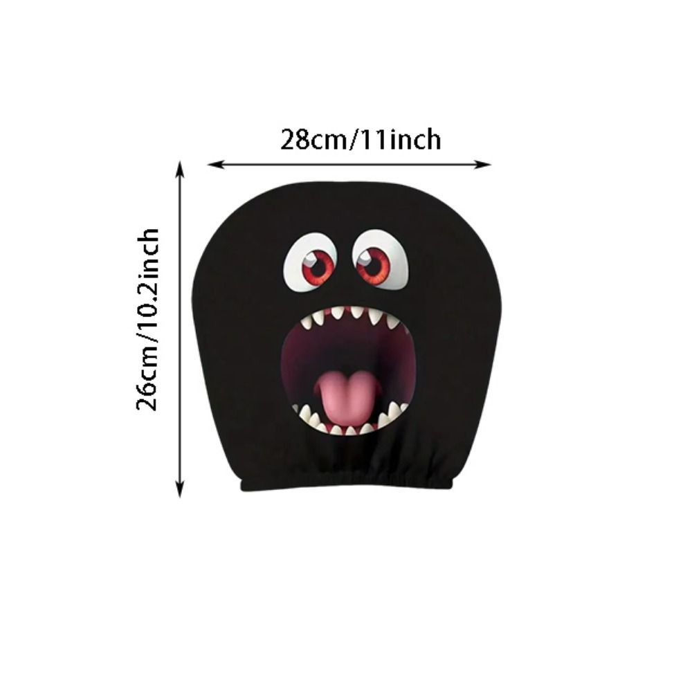 2Pcs Exaggerated Car Headrest Covers Funny Face Expressions Car Seat Headcover Journey Must-Have