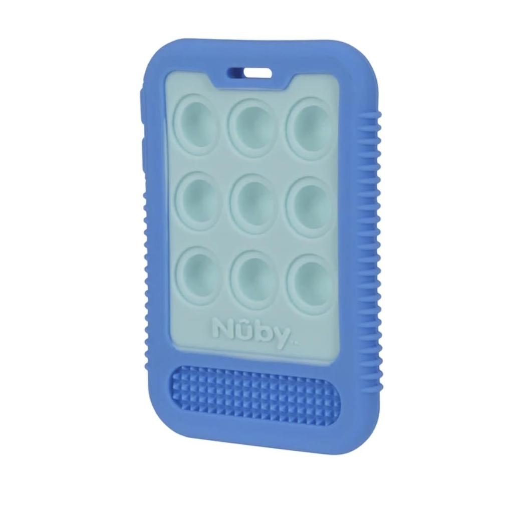 Nuby Giggle Bytes Silicone Teether Pop Sensory Toy for Babies 3 Months+ BPA-Free Blue NU-80943