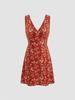 Floral V-Neck Short Dress - Fresh & Elegant Style for Women